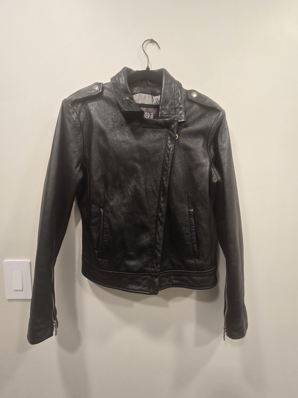 Vintage 90s Y2K Wilsons Leather Black Moto Jacket Women’s Medium 100% Leather